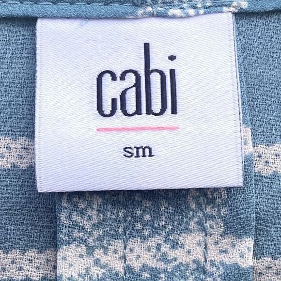 CAbi #3068 Windowpane Wrap Blouse Teal Size Small. EUC! - Picture 4 of 6